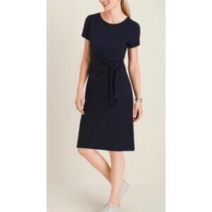 Chico’s Navy Side Tie T-Shirt Dress Size 1 Casual Tie Midi Soft Lightweight